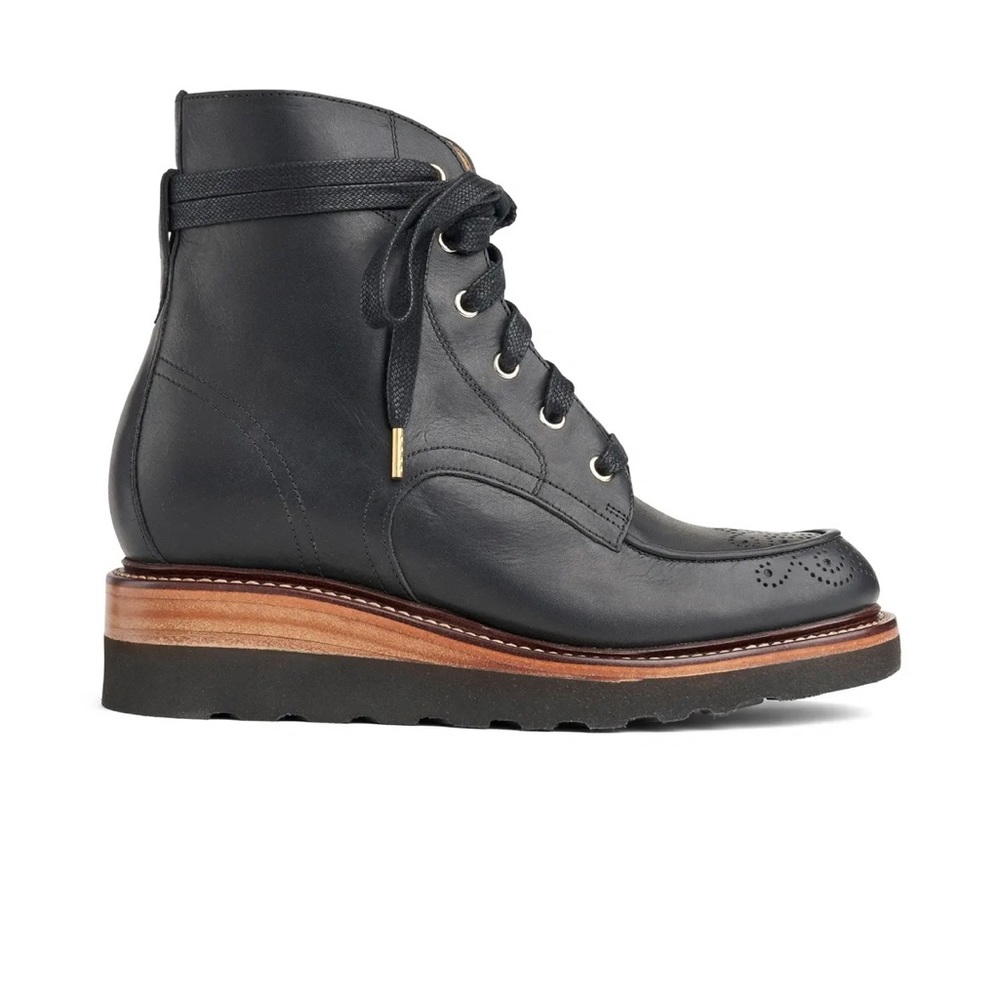 The Office of Angela Scott Wedge leather boots